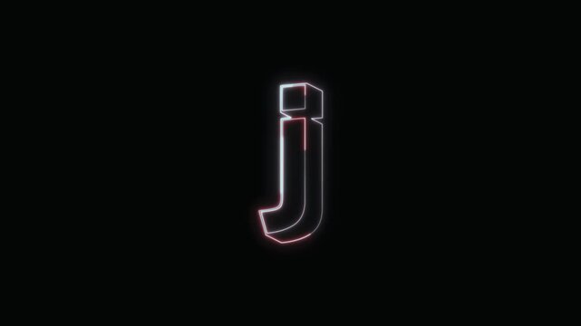  Alphabet j Neon Text Seamless Loop 4K with Black Background Animated Promotional Typography for Video Editing