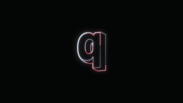  Alphabet q Neon Text Seamless Loop 4K with Black Background Animated Promotional Typography for Video Editing