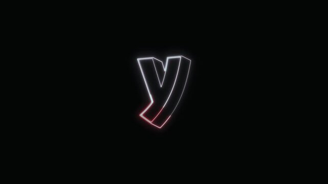  Alphabet y Neon Text Seamless Loop 4K with Black Background Animated Promotional Typography for Video Editing