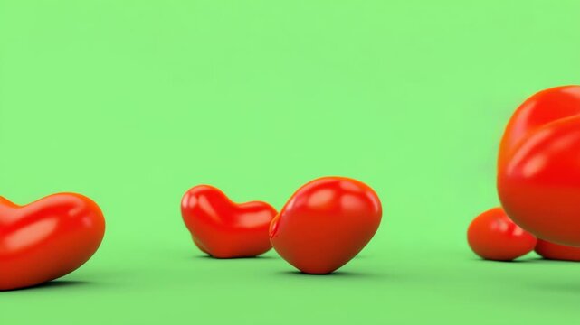 red Herats on a green background