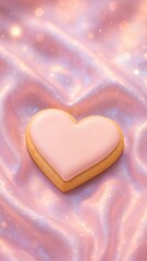 Heart-shaped cookie on satin