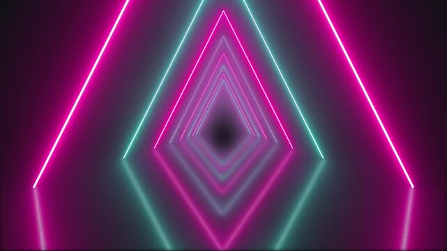  Triangle Neon Tunnel Seamless Loop 4K Futuristic Glowing VJ Background for Visuals and Motion Graphics