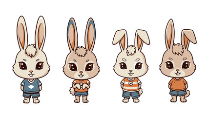 Fototapeta premium Cute Cartoon Bunny Rabbits Grouped Together for Easter