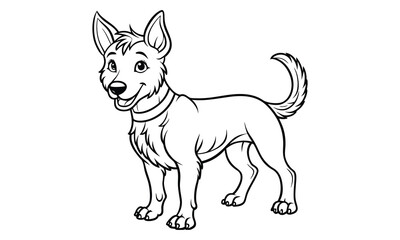 Max dog Kids vector line art and silhouette t shirt design, elegant detailed illustration, perfect for printable coloring pages, art therapy relaxation and stress relief activities.