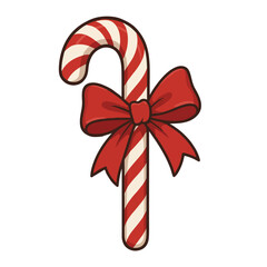 Red and White Candy Cane with Ribbon Bow for Holiday Celebration