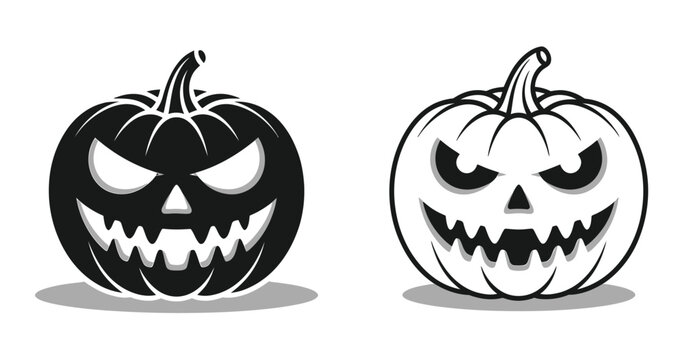Black and white jack o lanterns side by side halloween
