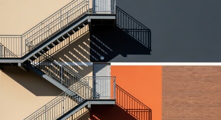 Modern Building Exterior Fire Escape