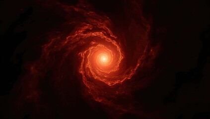 Fototapeta premium A vibrant red spiral galaxy with a luminous core on a dark background, showcasing cosmic beauty