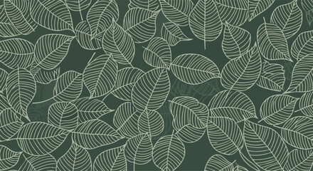 Elegant leaf pattern background in stylish green tones for modern designs or textiles