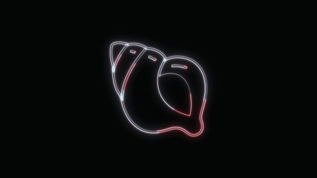  Shellfish Icon Neon Seamless Loop 4K with Black Background Animated Promotional Typography for Video Editing