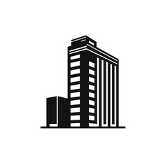Modern tall office building silhouette