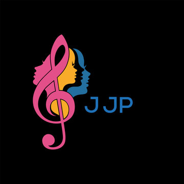 JJP "Colorful Female Silhouettes with Treble Clef Music Symbol on Black Background &ndash; JJP Later Logo, Empowerment, Diversity & Art Concept"

