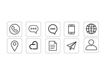 Contact icon list, email, phone, web, and address