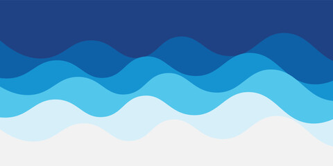Sea waves layered vector background illustration and sea beach. vector illustration
