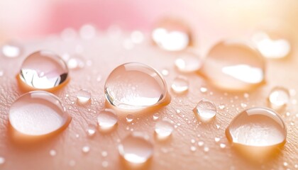 Closeup of Water Drops on Human Skin Symbolizing Freshness and Moisture