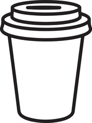 Simple outline drawing of a disposable coffee cup with lid