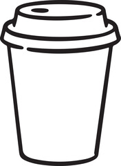 Simple hand drawn outline of a disposable coffee cup with a lid