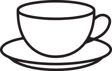 Simple outline drawing of a coffee cup and saucer