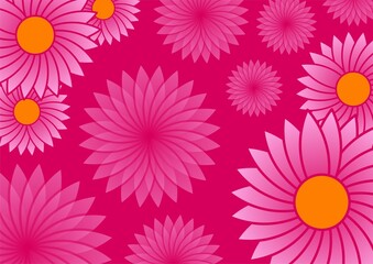 Pink Floral Background, Vibrant Daisy Style Pattern Background