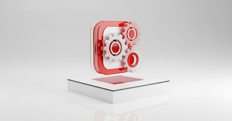 3D render of layered translucent gear icon