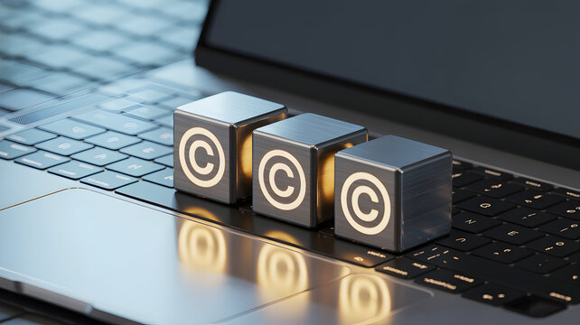 Digital copyright protection blocks on a laptop keyboard