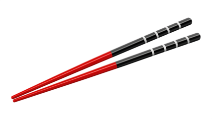 Pair Of Red And White Striped Chopsticks On Background eating utensil isolated on a transparent background
