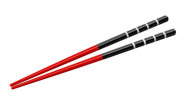 Pair Of Red And White Striped Chopsticks On Background eating utensil isolated on a transparent background - Powered by Adobe
