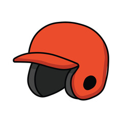 Illustration Vector Graphic Cartoon of a Red Baseball Helmet