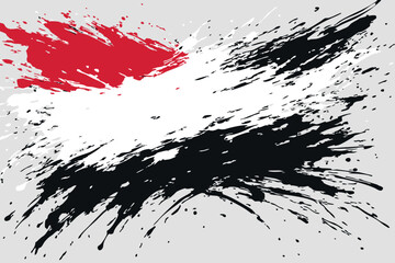 Abstract paint splatter patterns in national Yemen flag colors