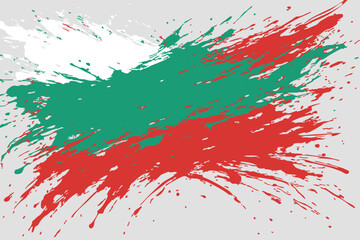 Abstract paint splatter patterns in Bulgaria national flag colors
