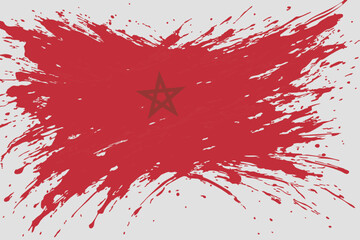 Abstract paint splatter patterns in national Morocco flag colors
