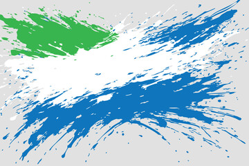 Abstract paint splatter patterns in national Sierra Leone flag colors