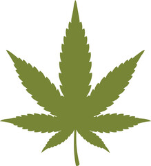 Green cannabis leaf icon vector simple digital art plant symbol for medical and recreational use vector