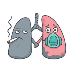 Sad and unhealthy Lungs. Anti-Smoking Illustration