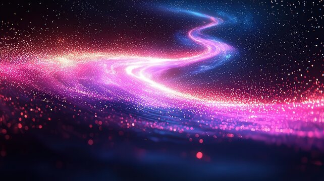Vibrant cosmic swirl of pik and blue light, creatinga mesmerizing pathway throgh a starry universe, perfct for futuristic and imagnative themes.