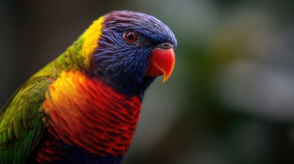 Naklejka premium a stunning parrot with vibrant, eye-catching plumage showcasing a rainbow of colors