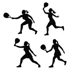 Women Playing Racket Sport Silhouettes Dynamic Action