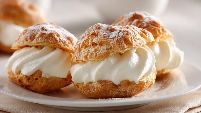 Cream puffs dessert closeup