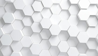 Fototapeta premium Modern abstract white hexagonal geometric pattern background with dynamic shadows and light