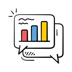 Bar chart inside speech bubble icon for finance communication.