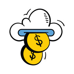 Online banking, passive income, cloud, finance, banking and storage doodle icon