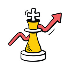 Chess king icon for finance strategy, planning, leadership, success.