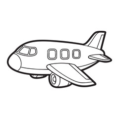 Simple Passenger Airplane Flying Coloring Page Line Art