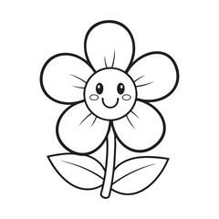 Smiling flower coloring page – cute blossom outline