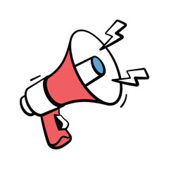 Obraz premium Grab this amazing hand drawn doodle icon of megaphone, advertising, communication.