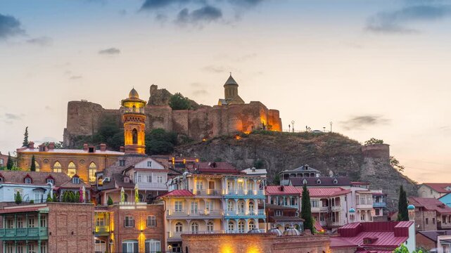 Time lapse of Old town in Tbilisi city, Georgia.