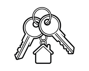 House keys with a house shaped keychain