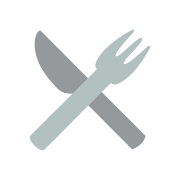Fork and Knife Crossed Icon &ndash; Minimalist Cutlery Symbol for Restaurant, Caf&eacute;, Dining, and Food Logo Design