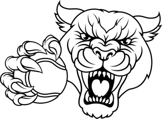 Panther Leopard Cougar Wildcat Tennis Ball Mascot