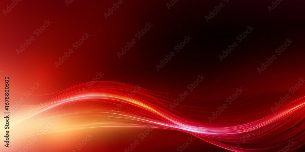 Canvas Prints gradient blur abstraction with red shades and bright neon glow in curved wavy lines design